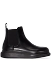 Alexander Mcqueen Glossed-leather Exaggerated-sole Chelsea Boots In Black