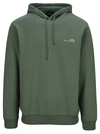 Apc Logo-print Cotton Hoodie In Grey Green