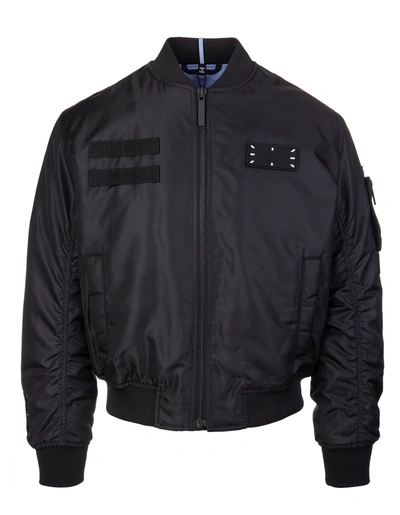 Mcq By Alexander Mcqueen Mcq Alexander Mcqueen Man Bomber Jacket In Black Technical Fabric With Logo In Darkest Black
