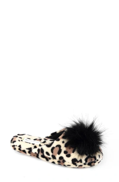 Patricia Green Daisy Pouf Slippers In Ivory Leopard Fabric