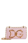Dolce & Gabbana Girls Logo Leather Phone Crossbody Bag In Rosa