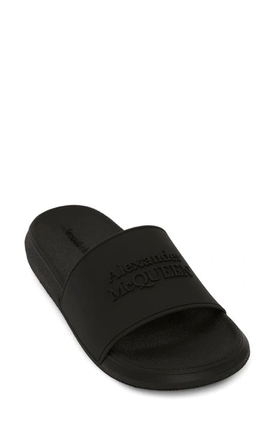 Alexander Mcqueen Logo Slide Sandal In Black
