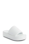 Balenciaga Rise Lambskin Slide Platform Sandals In White/ Black