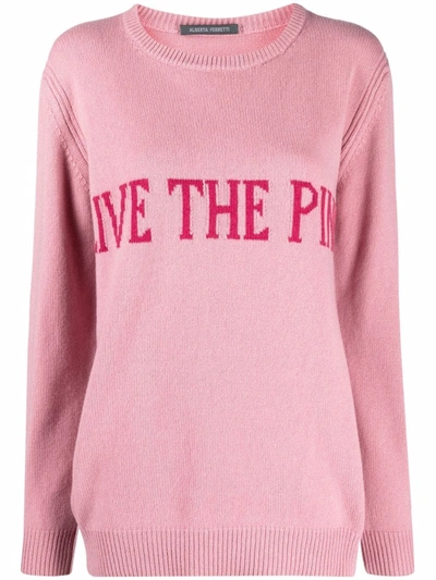 Alberta Ferretti Slogan-print Knitted Jumper In 粉色