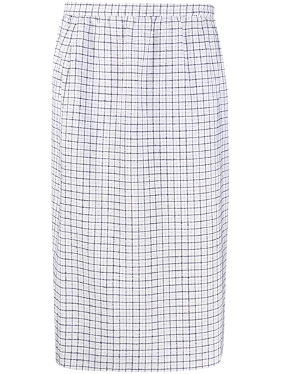 Pre-owned Celine 1980s  Check Pattern High-waisted Skirt In 白色