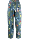 BOUTIQUE MOSCHINO HIGH-WAIST FLORAL-PRINT TROUSERS