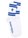 Alexander Mcqueen Stripe Skull Socks In 白色