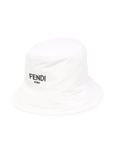 Fendi Logo-print Bucket Hat In 白色