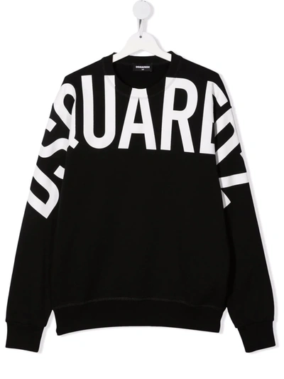 Dsquared2 Teen Graphic-print Cotton Sweatshirt In Black