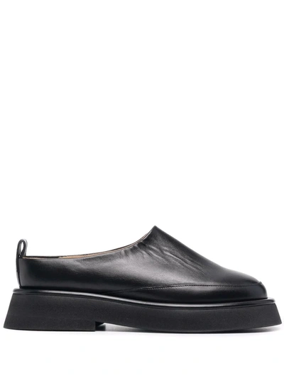 Wandler Rosa Leather Backless Loafers In Black