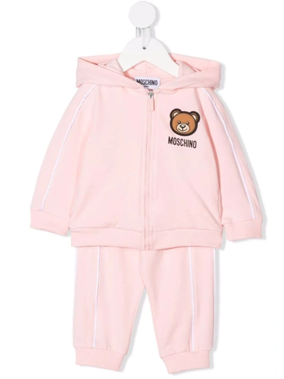 Moschino Babies' Teddy Bear Print Tracksuit In 粉色