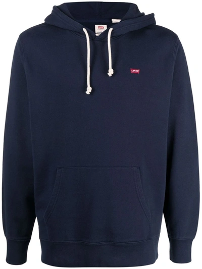 Levi's Logo-patch Long-sleeve Hoodie In Blau