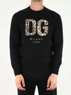 DOLCE & GABBANA BLACK SWEATER WITH DG PATCH