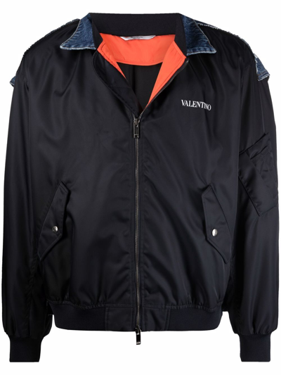 Valentino Logo-print Bomber Jacket In Black