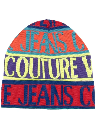 Versace Jeans Couture Intarsia-knit Wool-blend Beanie In 多色