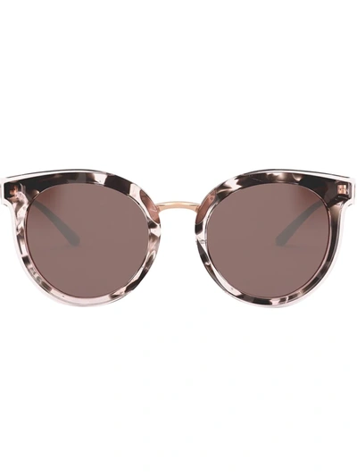 Dolce & Gabbana Transparent-trim Tortoiseshell Round Sunglasses In Pink