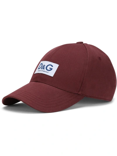 Dolce & Gabbana Logo-patch Canvas Cap In Bordeaux