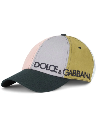 Dolce & Gabbana Colour Block Logo-embroidered Cap In Black