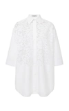 VALENTINO WOMEN'S LACE-TRIMMED COTTON SHIRT