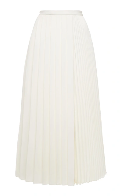 Valentino Pleated Midi Skirt In Ivory