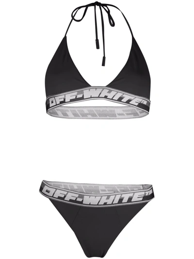 Off-white Logo-band Bikini Set In Black No Color