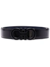 Ferragamo Reversible And Adjustable Gancini Belt In Schwarz