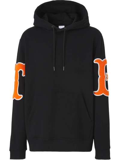 Burberry Cotton Drawstring Hoodie Sweatshirt In Black