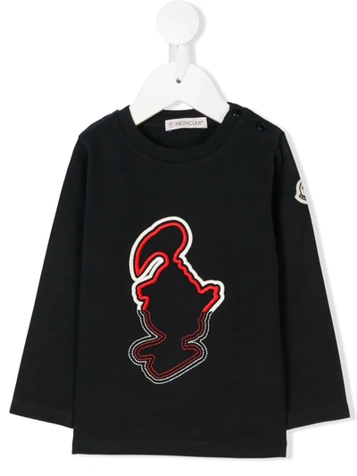 Moncler Babies' Bird Embroidered T-shirt In Blue