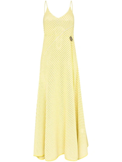 Bottega Veneta Stripe-pattern Open-knit Maxi Dress In Test