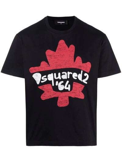 Dsquared2 Cotton T-shirt With Contrasting Logo Print In Black