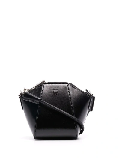 Givenchy Debossed-logo Panelled Leather Shoulder Bag In Black