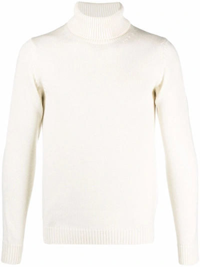 Roberto Collina Turtleneck Sweater With Ribbed Cuffs And Hem In White