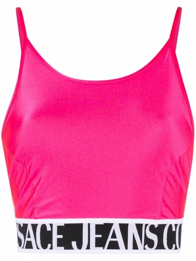 Versace Jeans Couture Cropped Logo-underband Vest In Pink