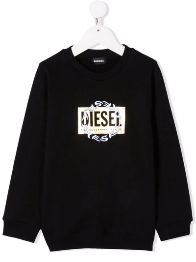Diesel Teen Logo Print Sweatshirt In Black