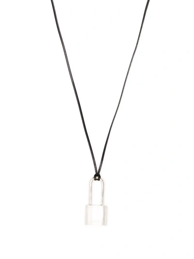 Ambush Mens Silver Padlock Sterling-silver And Leather Necklace