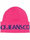VERSACE JEANS COUTURE LOGO-PRINT KNITTED BEANIE