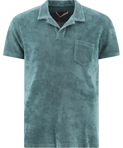 Orlebar Brown Sage Tailored Fit Terry Towelling Resort Polo Shirt In Green