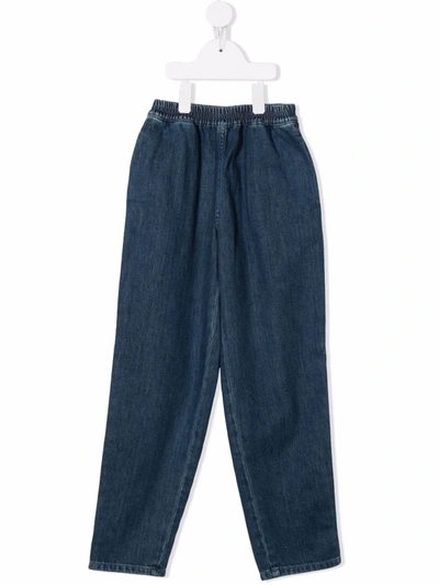 Gucci Kids' Web-stripe Detail Trousers In Blue
