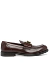 DOLCE & GABBANA LOGO-PLAQUE LEATHER LOAFERS