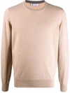 Brunello Cucinelli Crew Neck Cashmere-knit Sweater In Nude