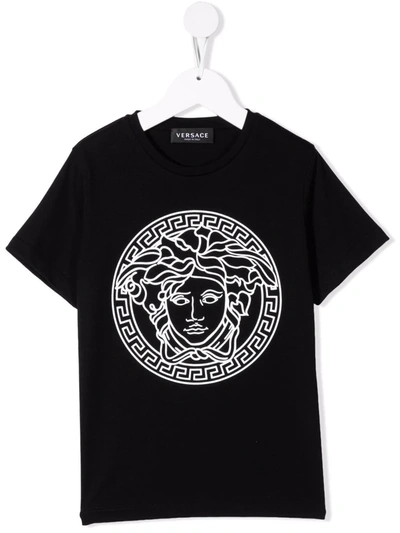Versace Kids' Medusa-head Motif Short-sleeve T-shirt In Black