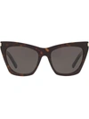 Saint Laurent Womens Brown Sl214 Kate Cat-eye-frame Acetate Sunglasses In Grey