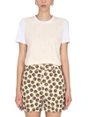 Tory Burch Monogram-print Short-sleeved T-shirt In Bianco
