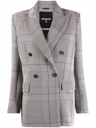 Patrizia Pepe Houndstooth-check Double-breasted Blazer In Grau