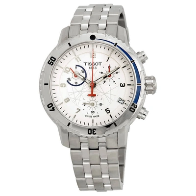 Tissot Ice Hockey Chronograph White Dial Stainless Steel Mens Watch T0674171101700 In Silver Tone,white