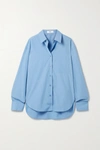The Frankie Shop Lui Organic Cotton-poplin Shirt In Blue