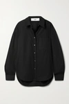 The Frankie Shop Lui Organic Cotton-poplin Shirt In Black