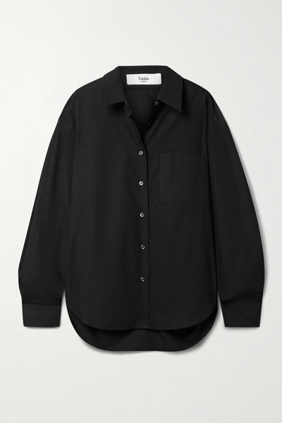 The Frankie Shop Lui Organic Cotton-poplin Shirt In Black