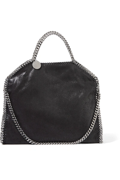 Stella Mccartney The Falabella Medium Faux Brushed-leather Shoulder Bag In Black