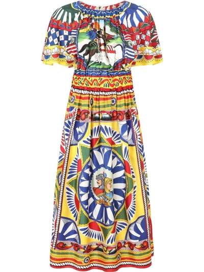Dolce & Gabbana Multicolour Graphic-print Mid-length Dress In Multicolor